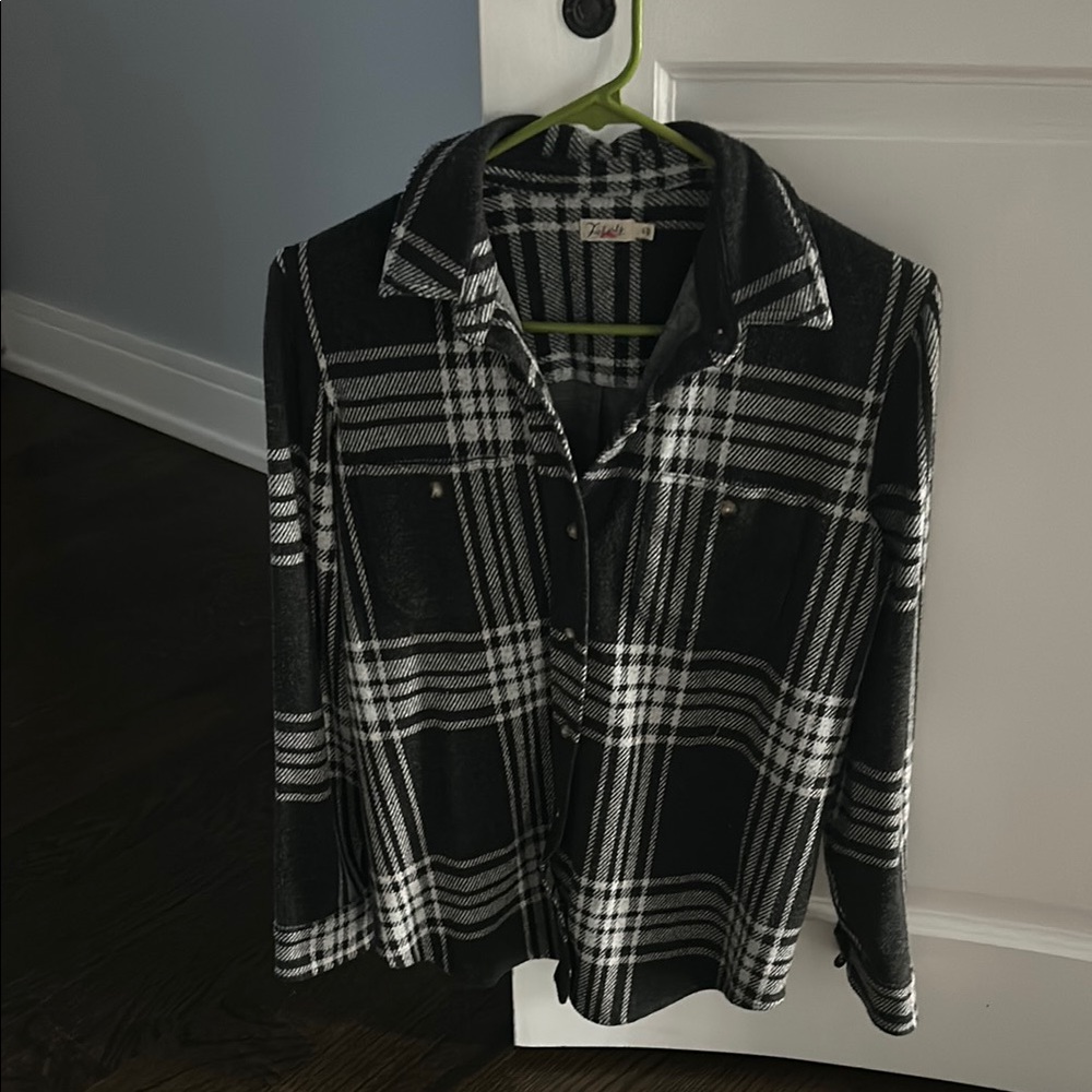 Faherty Black and White Plaid Button Down Shirt
